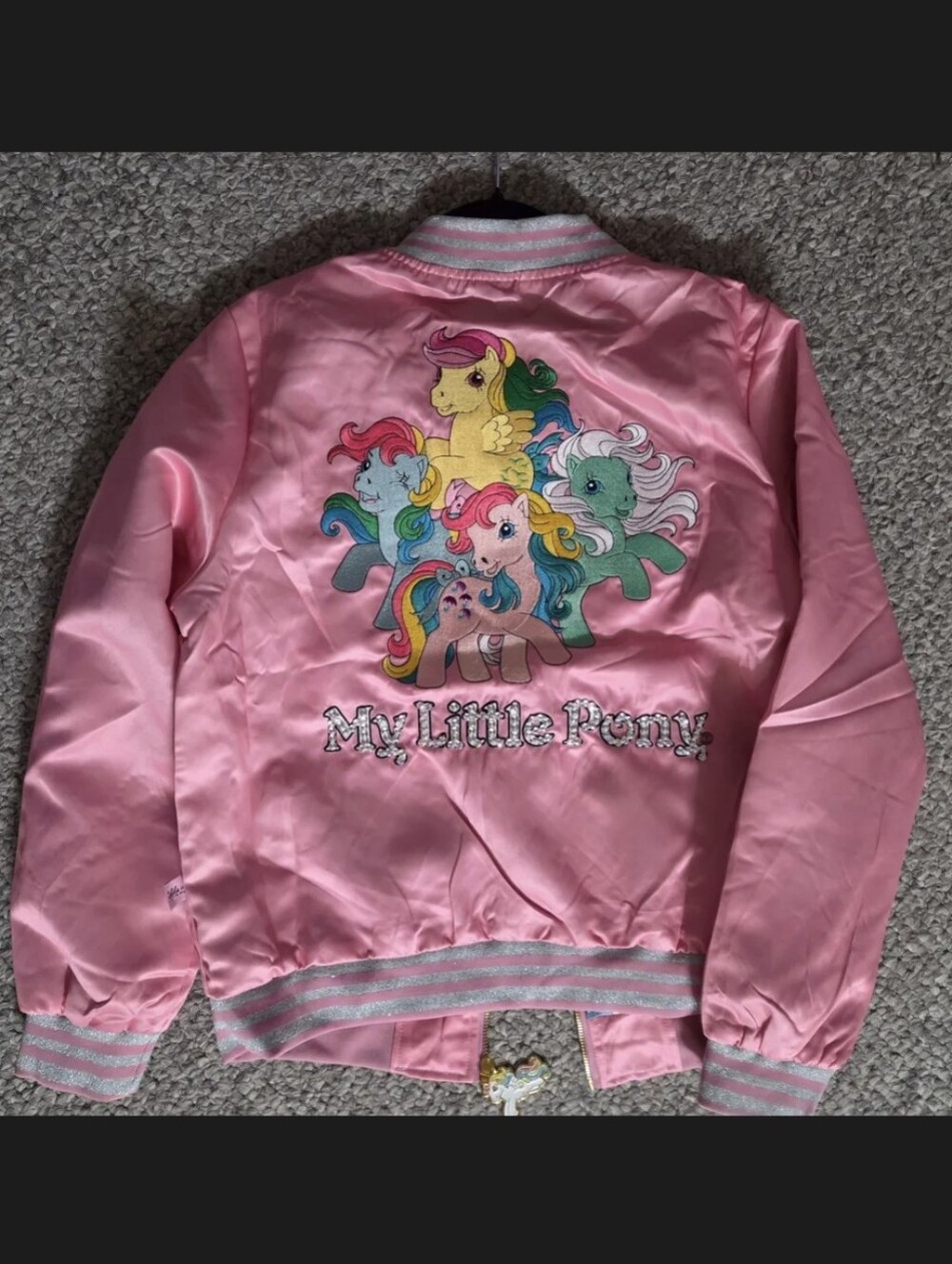 My Little Pony Collection Bomber Jacket Embroidery Rhinestones Pink M NWT